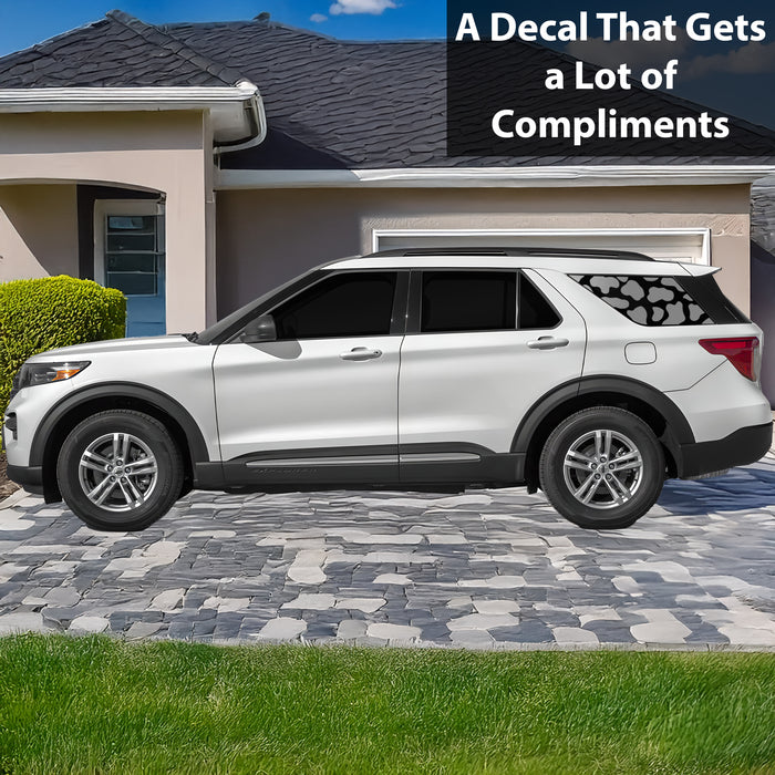 Precut Cow Print Rear Side Quarter Window Decals Fits Ford Explorer 2020-2027