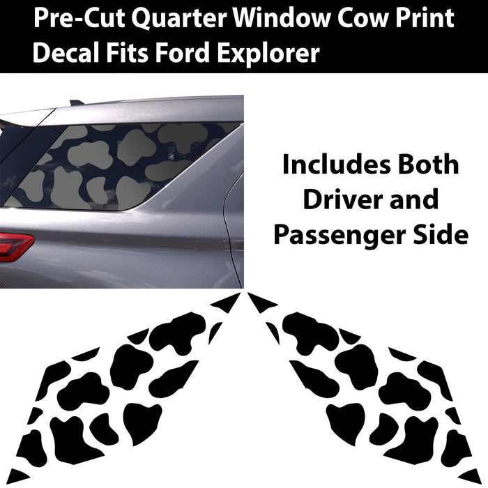 Precut Cow Print Rear Side Quarter Window Decals Fits Ford Explorer 2020-2027