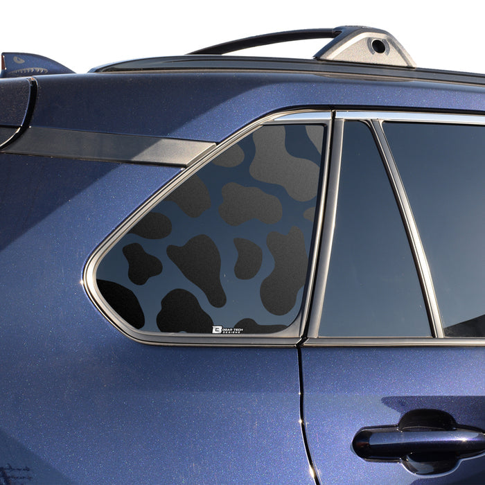 Precut Cow Print Rear Side Quarter Window Fuel Gas Door Decal Stickers Fits Toyota Rav4 2019 - 2025 - Bogar Tech Designs