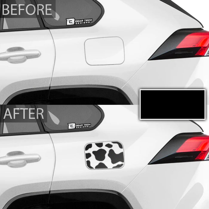 Precut Cow Print Rear Side Quarter Window Fuel Gas Door Decal Stickers Fits Toyota Rav4 2019 - 2025 - Bogar Tech Designs