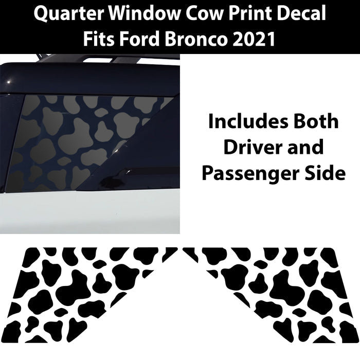 Precut Cow Rear Side Quarter Window Decal Stickers Fits Ford Bronco Sport 2021 2022 2023 - Bogar Tech Designs