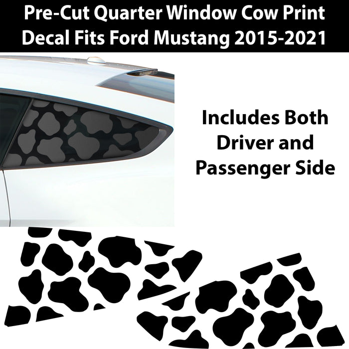 Precut Quarter Window Animal Cow Print Decal Sticker Fits Ford Mustang 2015 - 2022 - Bogar Tech Designs