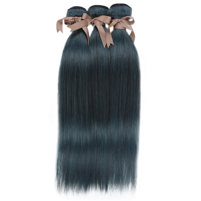 qvr ink blue jade shade straight human hair bundles