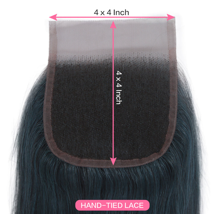 dark jade green virgin human hair with lace closure