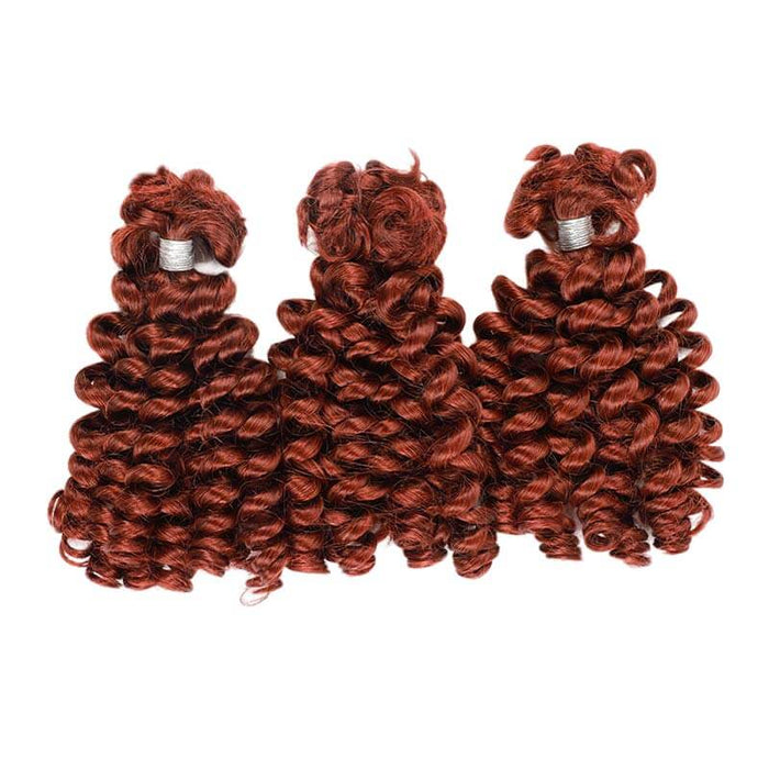 3 packs human hair reddish brown bouncy curly bulk extensions