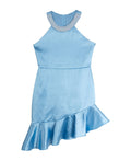 Rare Editions Big Girls Sleeveless Imitation Pearl Halter Social Dress - Blue
