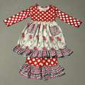 Red and White Floral Ruffle Pants Set