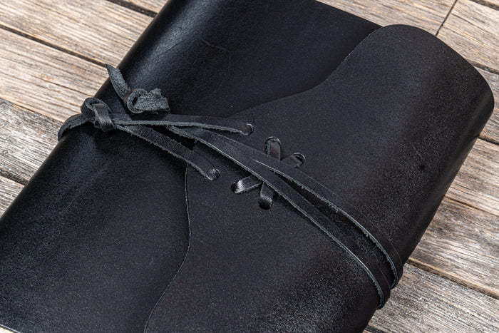 Refillable Leather Wrap Journal / Planner Cover - Black