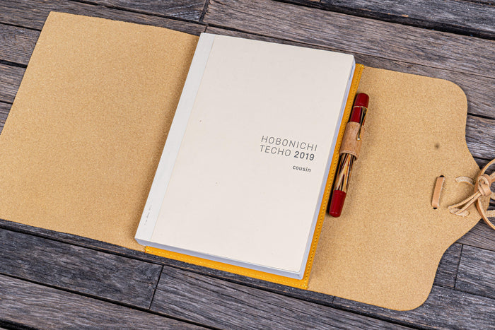 Refillable Leather Wrap Journal / Planner Cover - Crazy Horse Honey Ochre