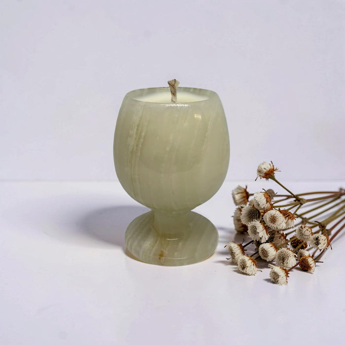 Repurposed Mini Onyx Goblet Candles - Soft Sandalwood