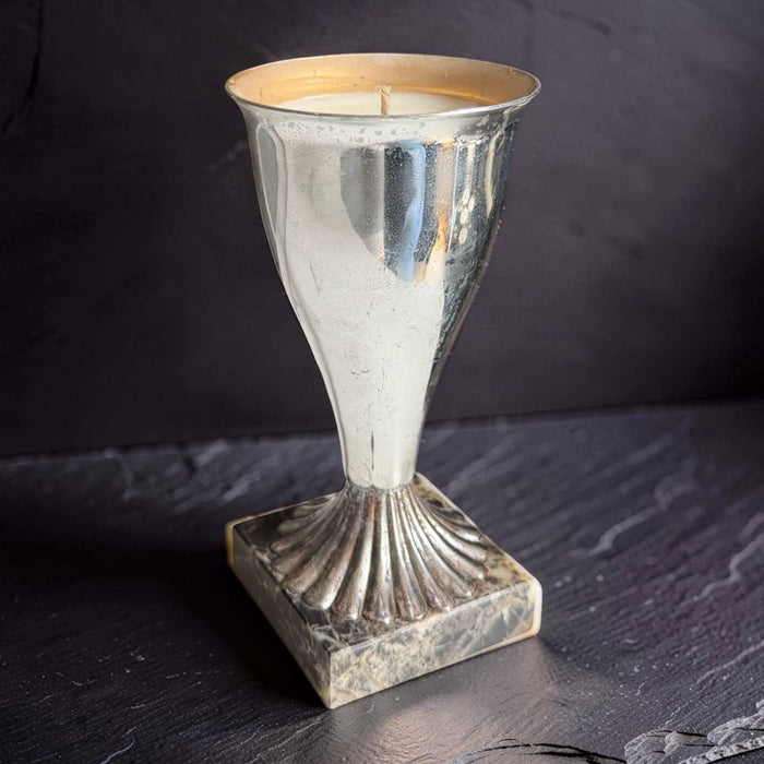 Repurposed Vintage Silver Trophy Cup Candle - Smoky Earl