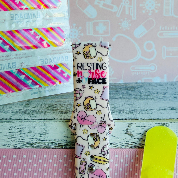 Resting Nurse Face Print Silicone Band For Samsung Watch