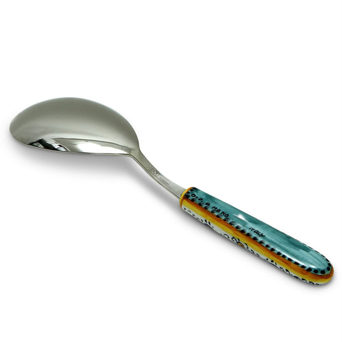 RICCO DERUTA DELUXE: Ceramic Handle Serving 'Risotto' Spoon Ladle with 18/10 stainless steel cutlery.
