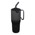 Klean Kanteen Rise Tumbler with Straw Lid 1064ml - Asphalt, grey & black colour. Narrow bottom suitable for most cup holders & carry handle.
