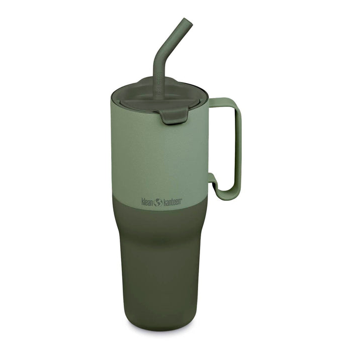 Klean Kanteen Rise Tumbler with Straw Lid 1064ml - sea spray. Carry handle & fits in most cup holders.