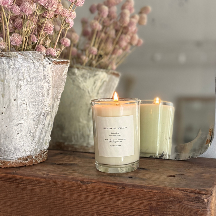 Rose Otto, Palo Santo + Grass Handcrafted Soy Candle