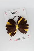 School Bow Brown and Yellow Gold - Spiral Bow - Elastic