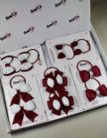 School Bow Bundle Saver - 10 Pack - Burgundy and White - Elastic