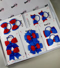 School Bow Bundle Saver - 10 Pack - Royal Blue and Red - Elastic