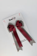 School Bow Burgundy and Metal Grey - Double Bow Tail