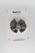 School Bow Metal Grey and White - Layer Edge Bow - Clip