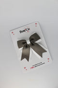 School Bow Metal Grey and White - Tail Bow Clip