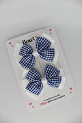 School Bow Navy Blue Gingham Pinwheel Set - Clip