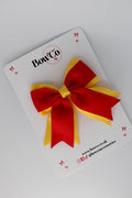 School Bow Red and Yellow Gold - Tail Bow Clip