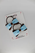 School Bows Blue Topaz and Brown - Tuxedo Bow Set - Elastic