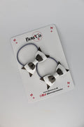 School Bows Metal Grey and White - Butterfly Bow Set - Elastic