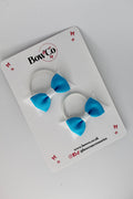 School Bows Turquoise and White - Layer Tail Bow Set - Elastic
