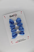 School Royal Blue Gingham Ballerina Bow Set of 4 - Clip