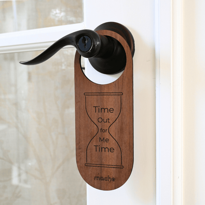 Mache Walnut Self Care Sign, Me Time Door Hanger