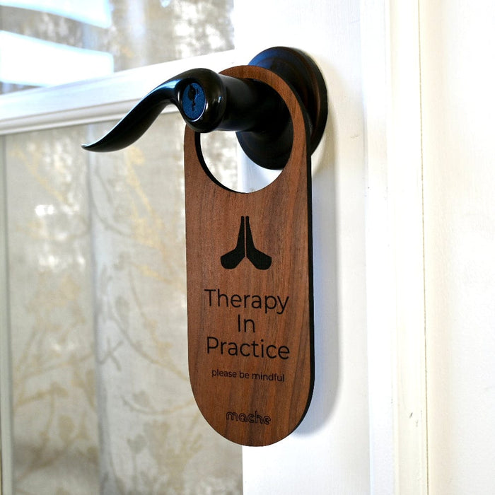 Mache Walnut Self Care Sign, Therapy Door Hanger