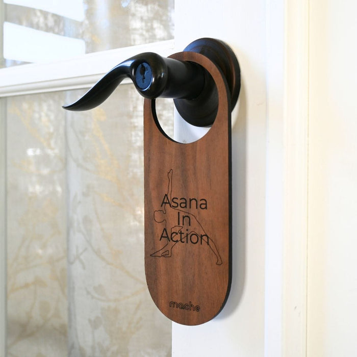 Mache Walnut Self Care Sign, Yoga Door Hanger