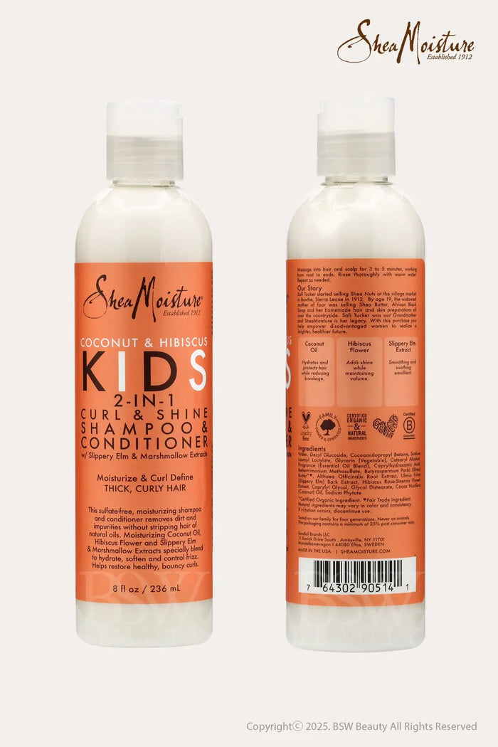 SHEA MOISTURE COCONUT & HIBISCUS KIDS 2-IN-1 CURL & SHINE SHAMPOO & CONDITIONER 8oz - BSW BEAUTY CANADA