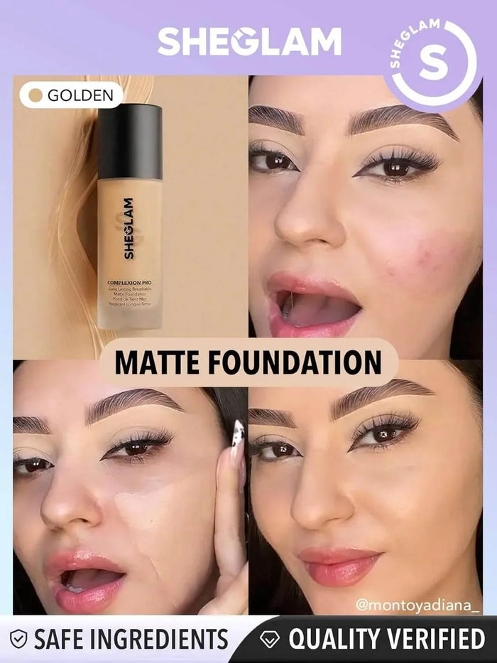 Sheglam COMPLEXION PRO LONG LASTING BREATHABLE MATTE FOD NO.GOLDEN - - Pinky Cosmetics -- United Arab Emirates -- Pinky Cosmetics