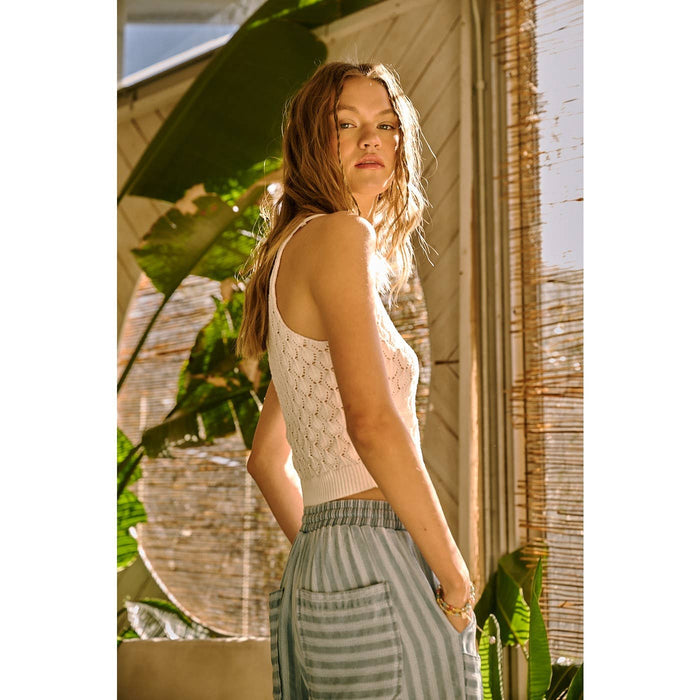 SHELL SWEATER KNIT CROPPED TANK TOP: WHITE / S-M-L(2-2-2)