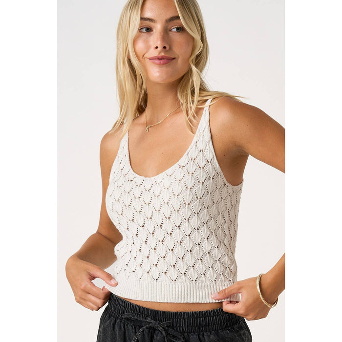 SHELL SWEATER KNIT CROPPED TANK TOP: WHITE / S-M-L(2-2-2)