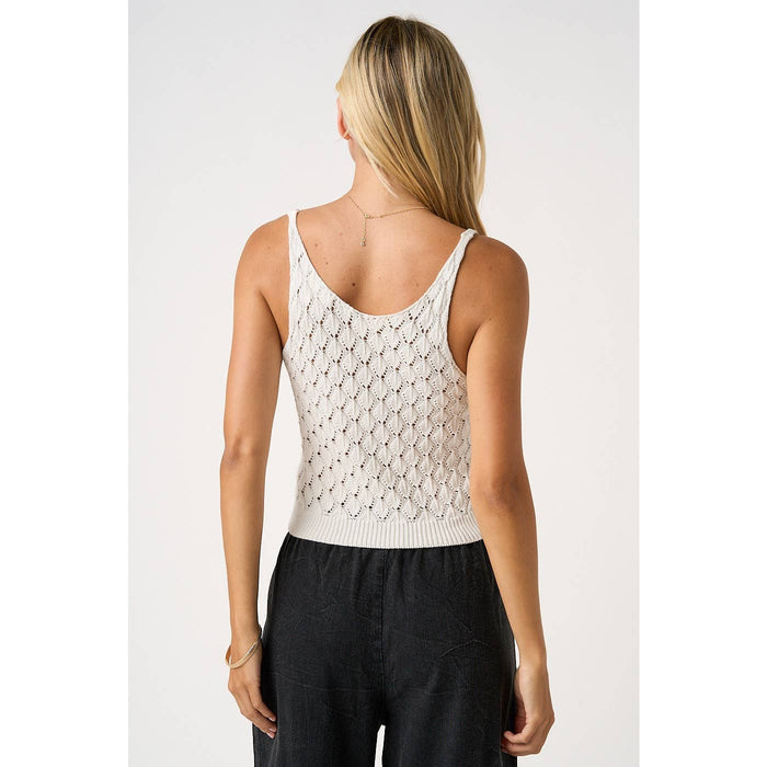 SHELL SWEATER KNIT CROPPED TANK TOP: WHITE / S-M-L(2-2-2)