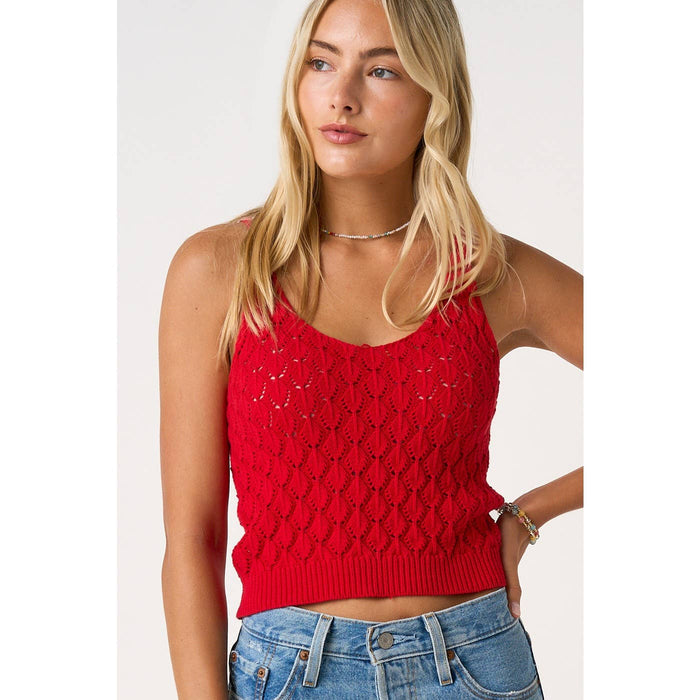 SHELL SWEATER KNIT CROPPED TANK TOP: WHITE / S-M-L(2-2-2)