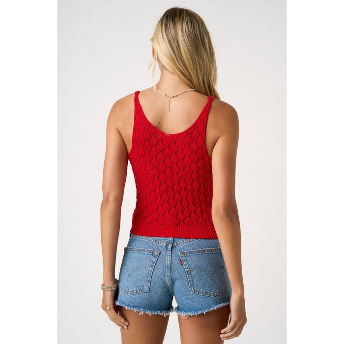 SHELL SWEATER KNIT CROPPED TANK TOP: WHITE / S-M-L(2-2-2)