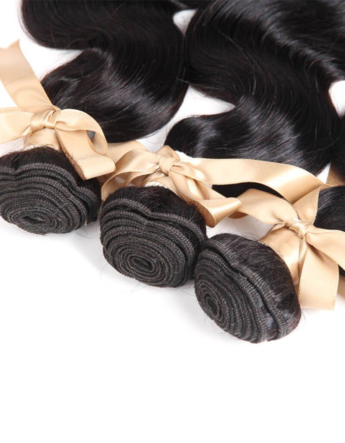 machine double weft black wavy human hair bundles