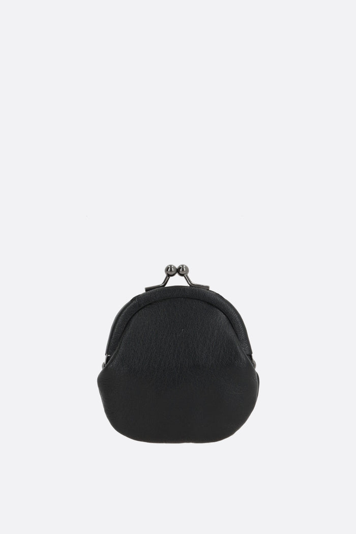 smooth leather coin purse with chain