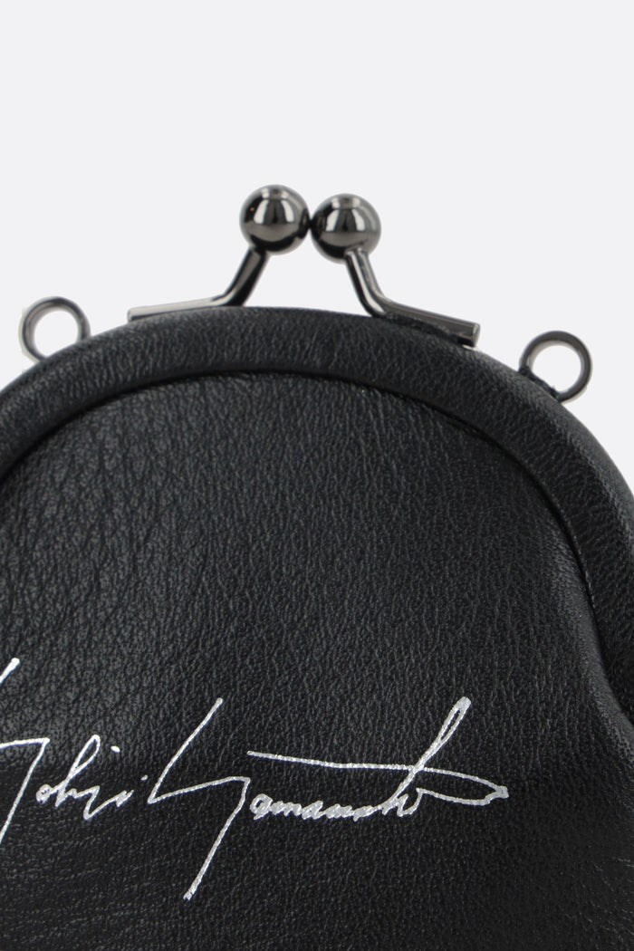 smooth leather coin purse with chain