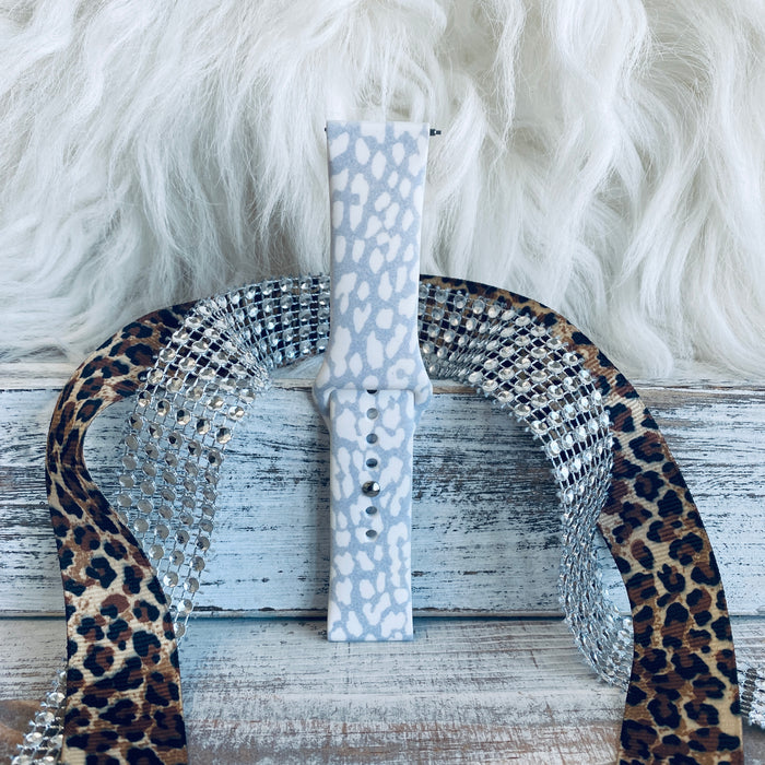 Snow Leopard Print Silicone Band For Samsung Watch