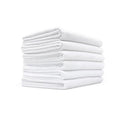 The Rag Company Spa and Workout white towels pack of 6 on a white background.