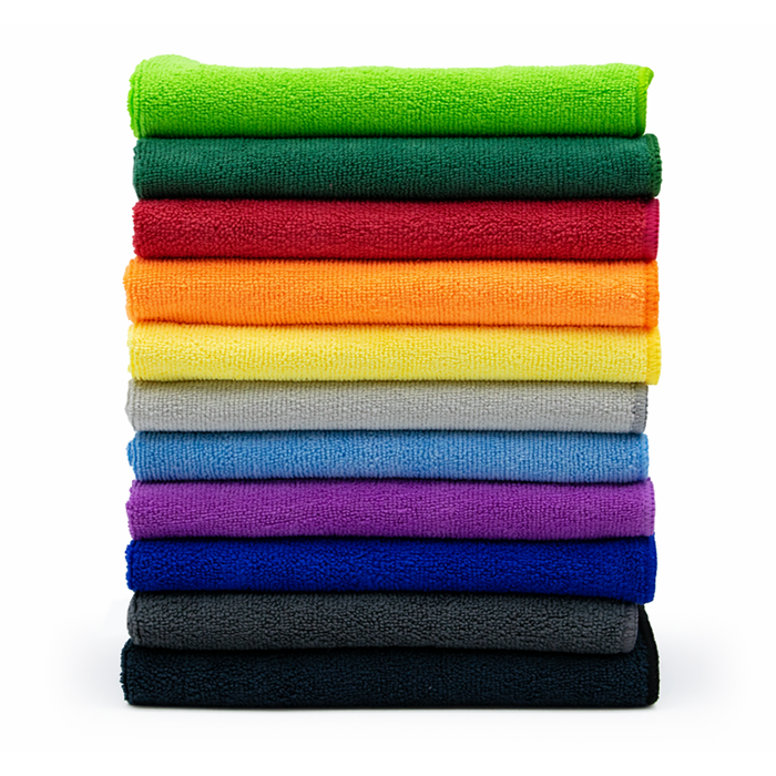 Car wash towels colors on a white background.
