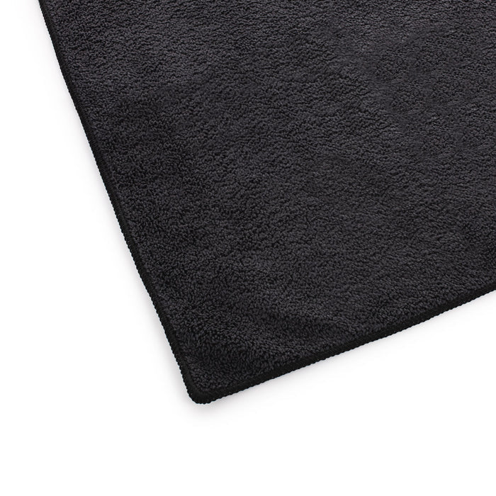 The Rag Company Spa and Workout 16x27 black 3 pack corner view on a white background.
