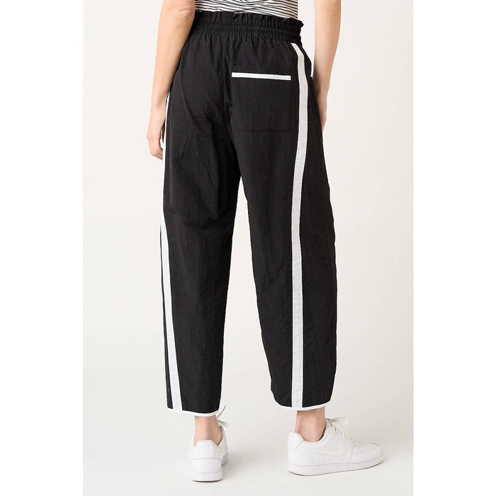 SPORTY STRIPE NYLON PULL ON BARREL LEG PANTS: YELLOW/ORANGE